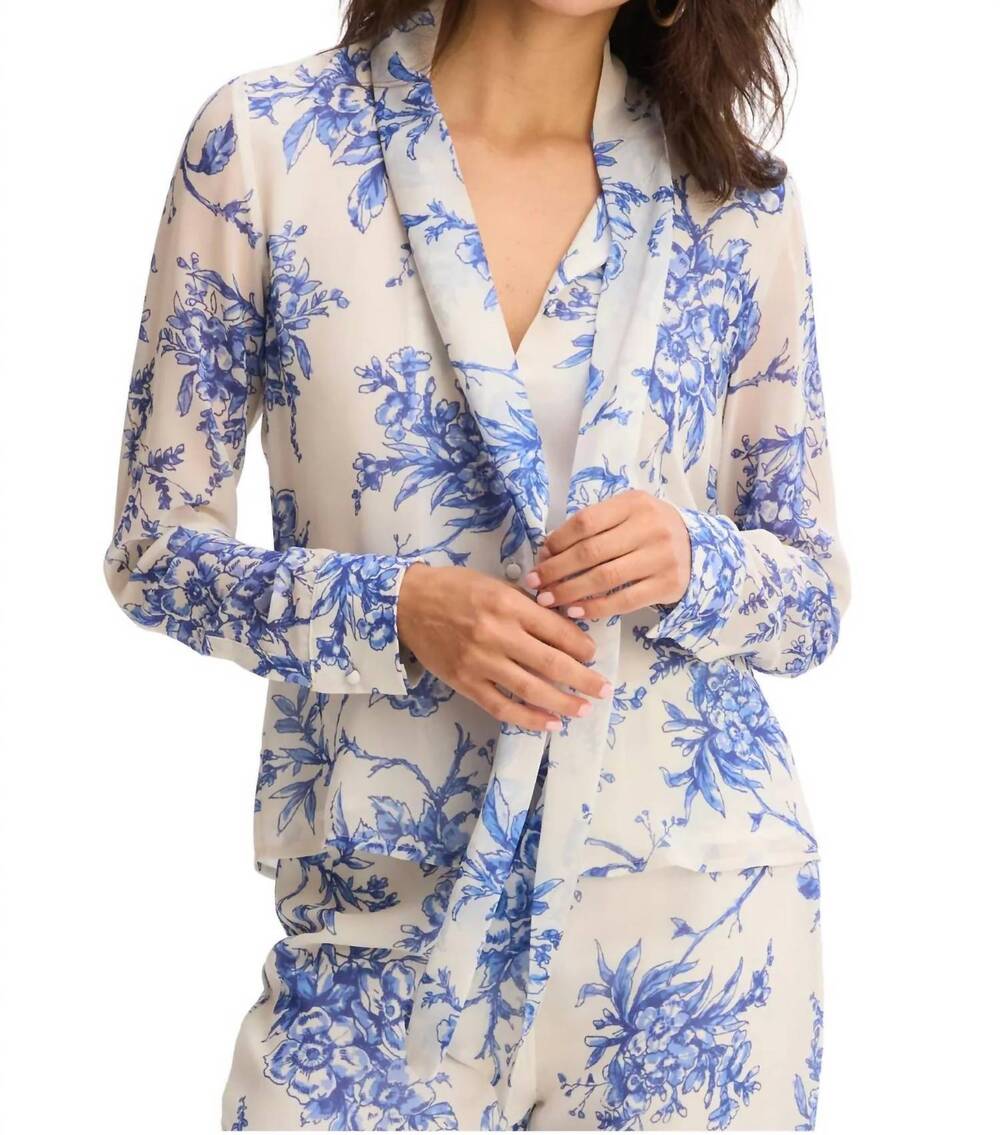 NEW ALLISON NEW YORK maribeth blouse in blue floral